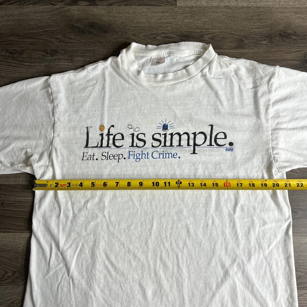 VTG Eat Sleep Fight Crime T Shirt Mens Large Life is Simple Police Cop 1990s - Picture 11 of 12